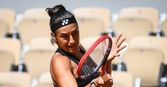 Caroline Garcia of France during a training session of Roland-Garros 2023