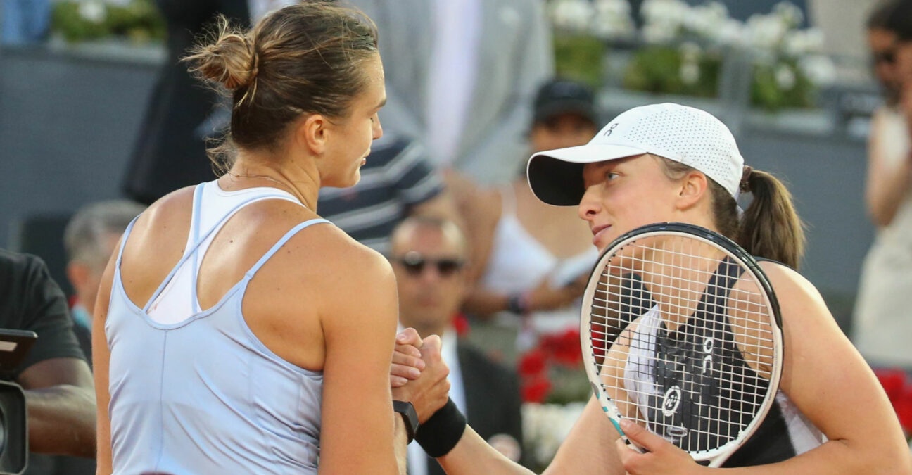 Aryna Sabalenka and Iga Świątek at the 2023 Mutua Madrid Open