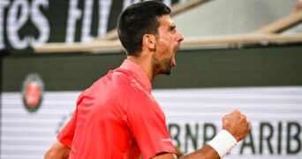 Novak Djokovic during his second round match at Roland-Garros
