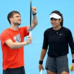 Emam Raducanu with then coach Sebastian Sachs at the 2023 Australian Open