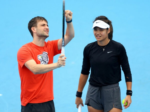 Emam Raducanu with then coach Sebastian Sachs at the 2023 Australian Open