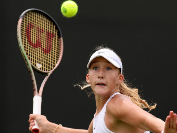 Mirra Andreeva during her third round win at Wimbledon