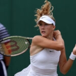Mirra Andreeva during her women's singles fourth round match at Wimbledon 2023