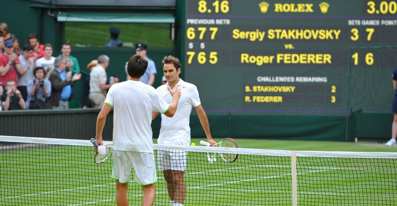 Roger Federer and Sergiy Stakhovsky Wimbledon 2013