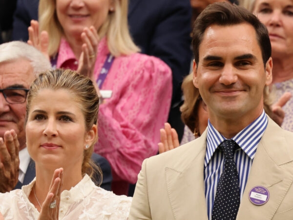 Roger Federer with wife Mirka on Day 2 of the 2023 Wimbledon Championships