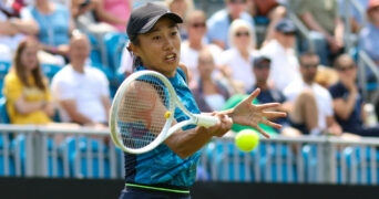Shuai Zhang at the 2023 Rothesay International in Eastbourne