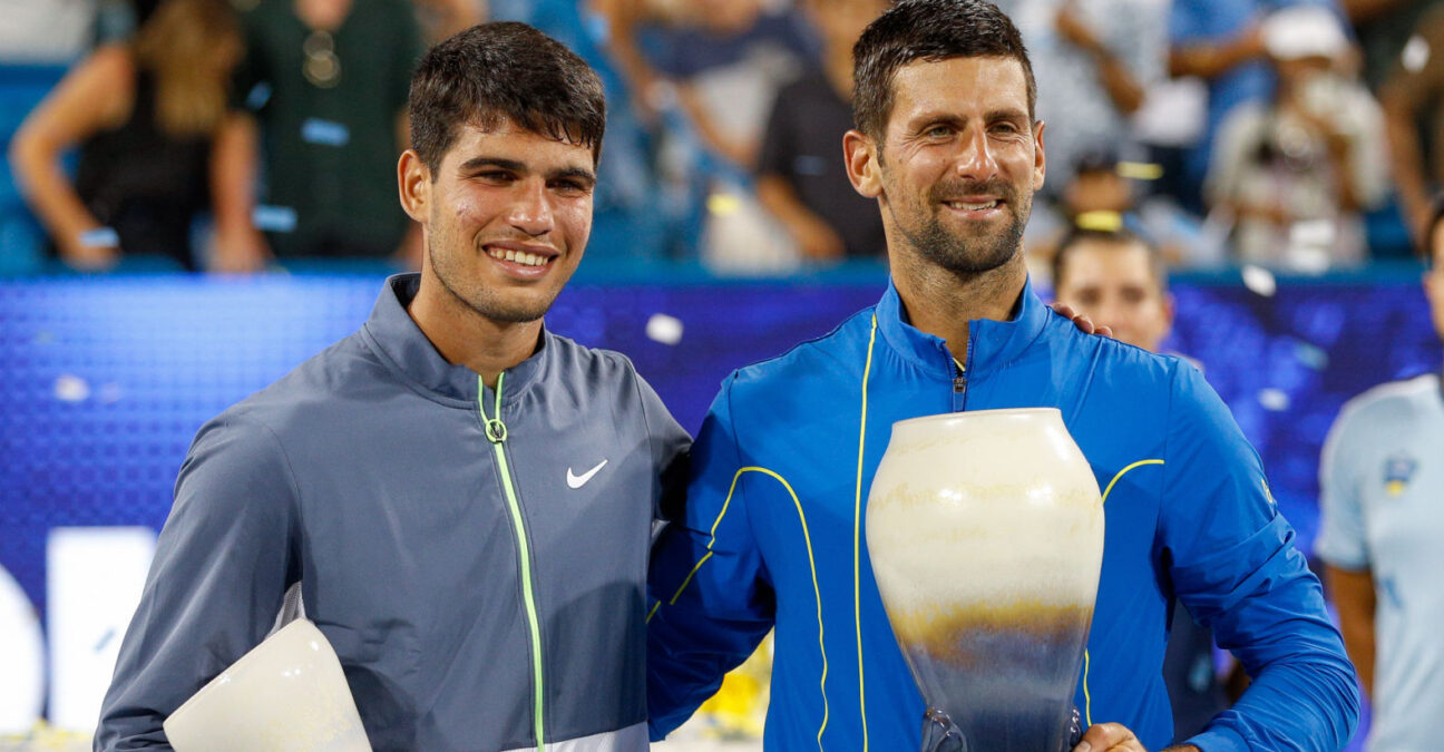 Carlos Alcaraz and Novak Djokovic at the 2023 Western & Southern Open in Cincinnati