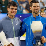 Carlos Alcaraz and Novak Djokovic at the 2023 Western & Southern Open in Cincinnati