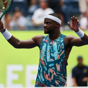 Frances Tiafoe of the United States returns the ball to Jannik Sinner of  Italy during their semi final match at the Erste Bank Open ATP tennis  tournament in Vienna, Austria, Saturday, Oct.