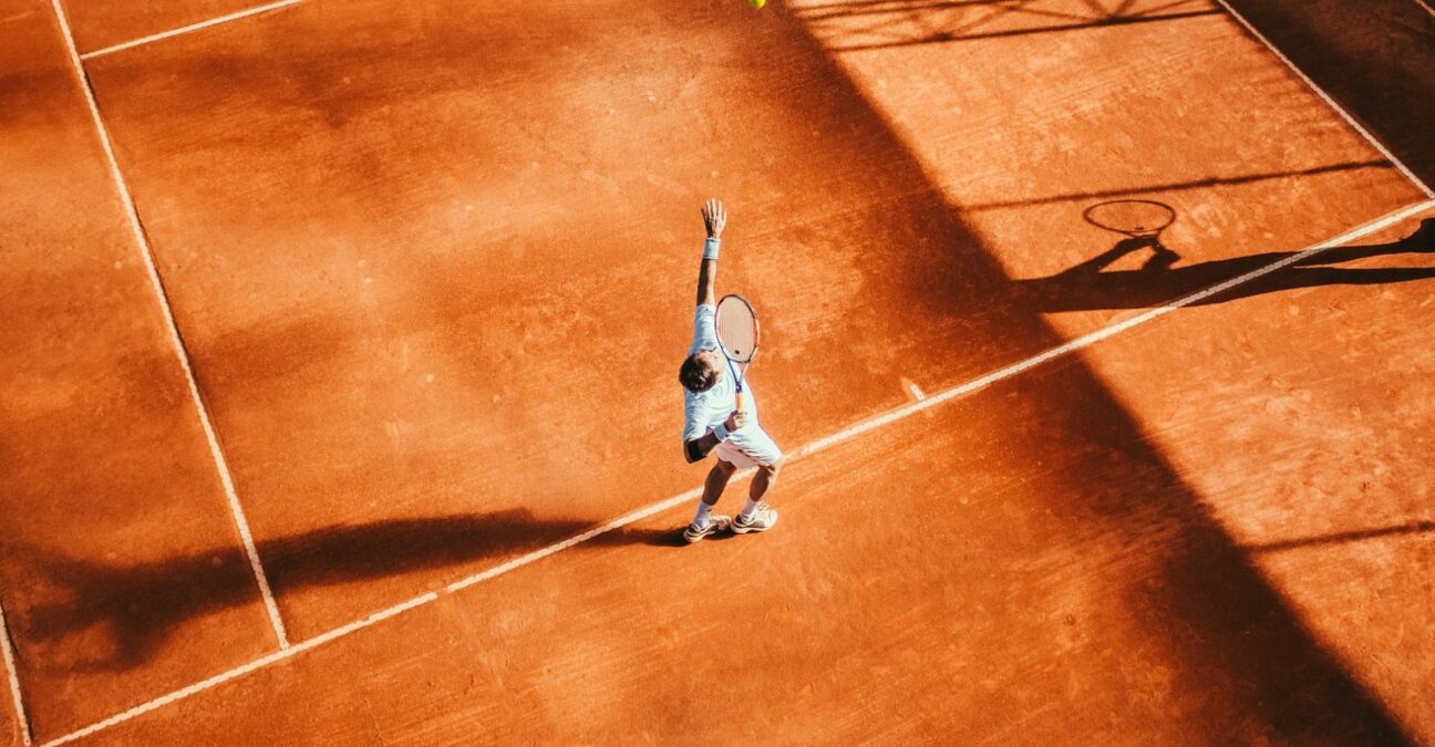 A tennis court on clay