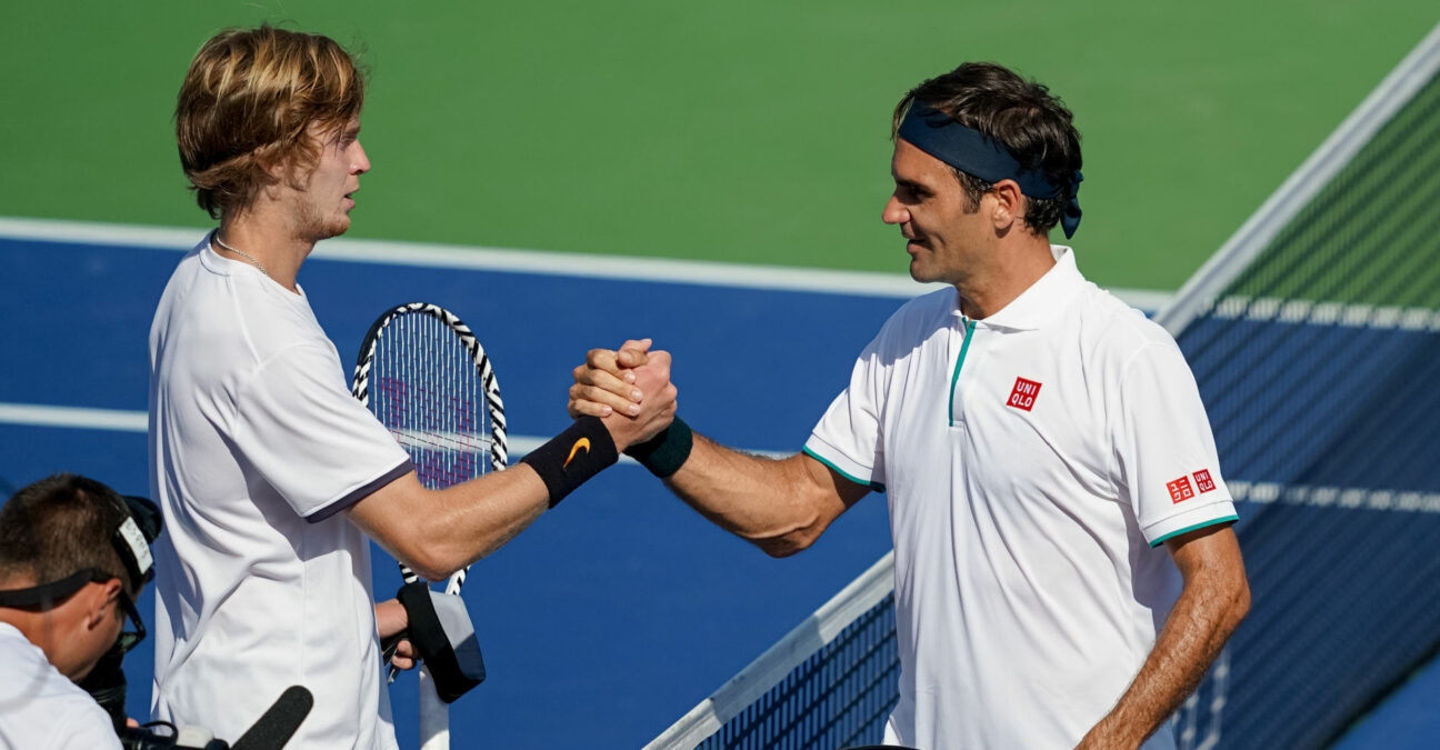 Andrey Rublev and Roger Federer at the 2019 Cincinnati Masters