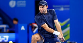 Aslan Karatsev at the 2023 Japan Open