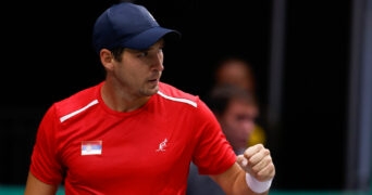 Dusan Lajovic at the 2023 Davis Cup in Valencia