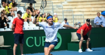 Stefanos Tsitsipas at the 2023 Davis Cup