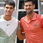 Carlos Alcaraz and Novak Djokovic at Roland-Garros 2023