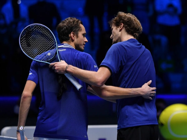 Daniil Medvedev and Alexander Zverev at the 2021 ATP Finals