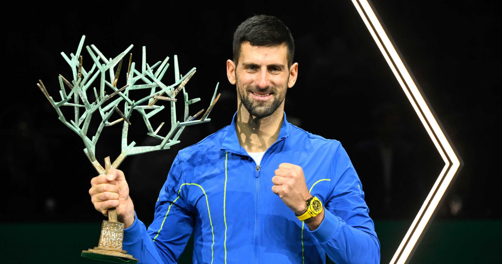 Novak Djokovic winning the 2023 Rolex Paris Masters