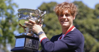 Jannik Sinner with the 2024 Australian Open trophy