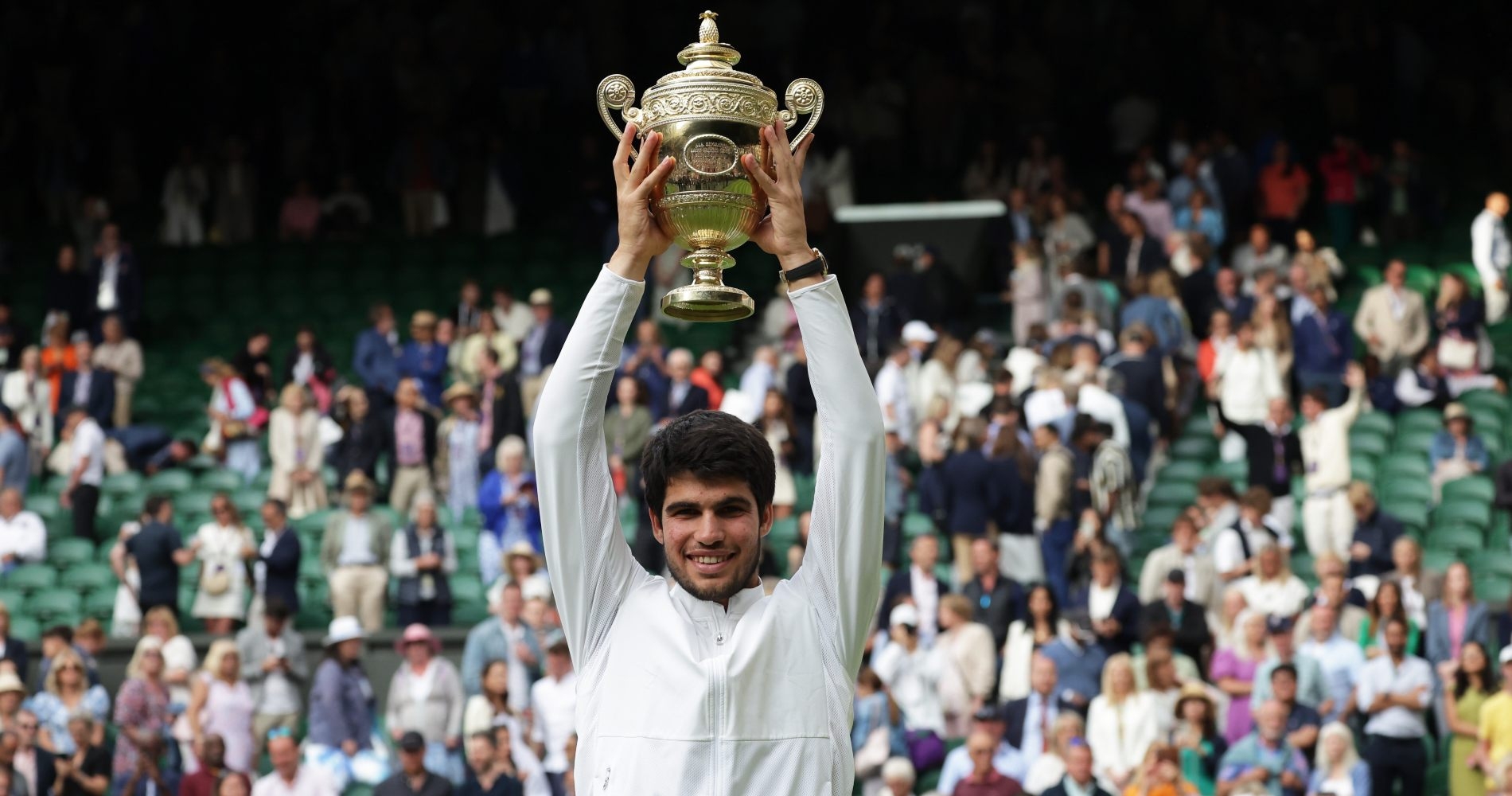 Carlos Alcaraz after winning Wimbledon in 2023 (Action Plus/Panoramic)