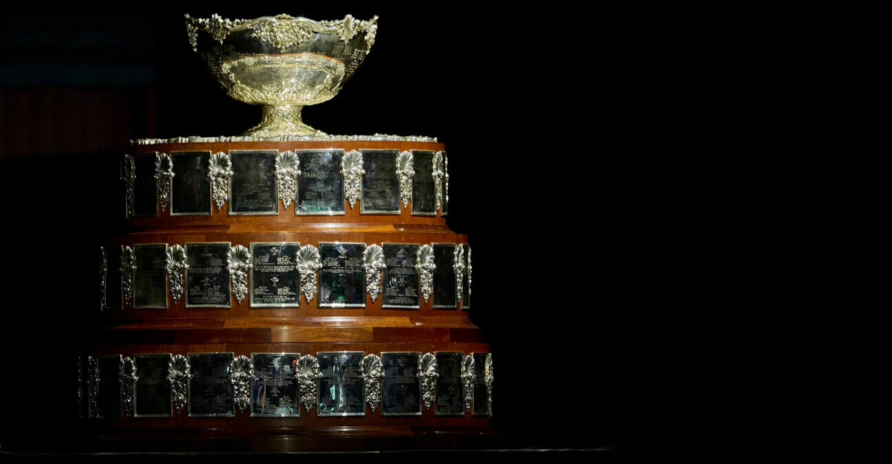 The Davis Cup trophy in Malaga, Spain in 2023
