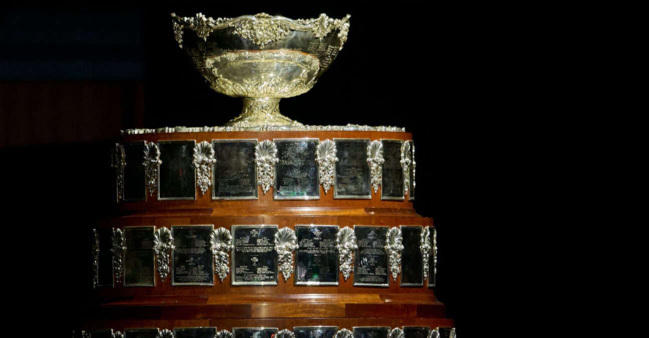 The Davis Cup trophy in Malaga, Spain in 2023