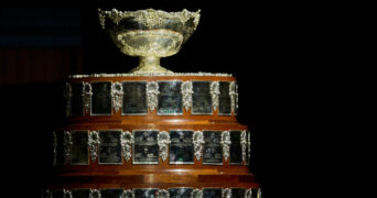 The Davis Cup trophy in Malaga, Spain in 2023