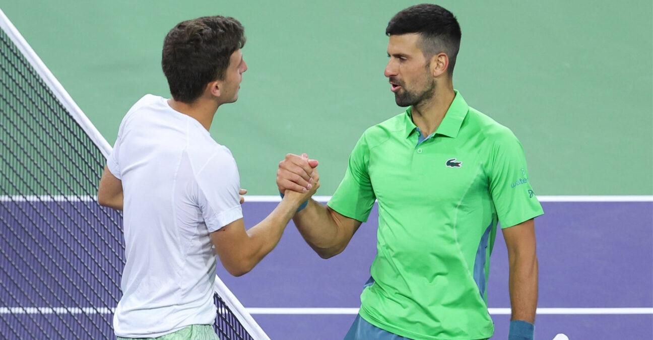 Luca Nardi and Novak Djokovic at Indian Wells 2024