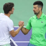 Luca Nardi and Novak Djokovic at Indian Wells 2024