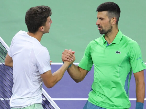 Luca Nardi and Novak Djokovic at Indian Wells 2024