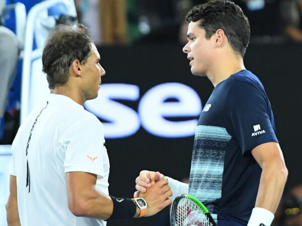 Rafael Nadal and Milos Raonic at the 2017 Australian Open