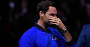 Roger Federer at the 2022 Laver Cup in London