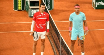 Novak Djokovic and Rafael Nadal at Roland Garros 2020