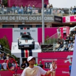 Nuno Borges reacts to referee decision during the Millennium Estoril Open