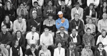 Novak Djokovic in the stands to watch the first round match between Rafael Nadal and Alexander Zverev