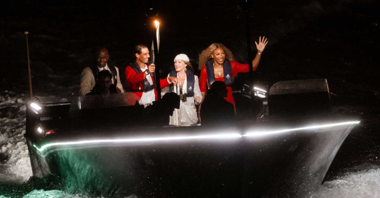 Rafael Nadal, Carl Lewis, Nadia Comaneci and Serena Williams during the Opening Ceremony of the Paris 2024 Olympic Games on July 26, 2024 in Paris | © LUDVIG THUNMAN/BILDBYRÅN/Shutterstock