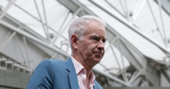 McEnroe speaking at Wimbledon