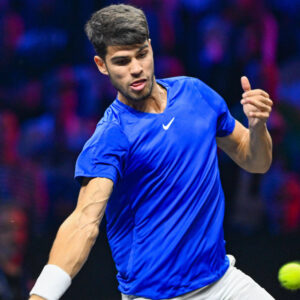 Carlos Alcaraz ESP 22.09.2024 Tennis Laver Cup Tag 3, Uber Arena, Berlin, Berlin Germany *** Carlos Alcaraz ESP 22 09 2024 Tennis Laver Cup Day 3, Uber Arena, Berlin, Berlin Germany 00321, pep_20240922_hm || 297337_0032 . / 2024 3 Action Actionfoto arena ball berlin CUP DTB Herren HORST laver Liga psf quer saison Sportfoto Sportler tag tennis uber x0x