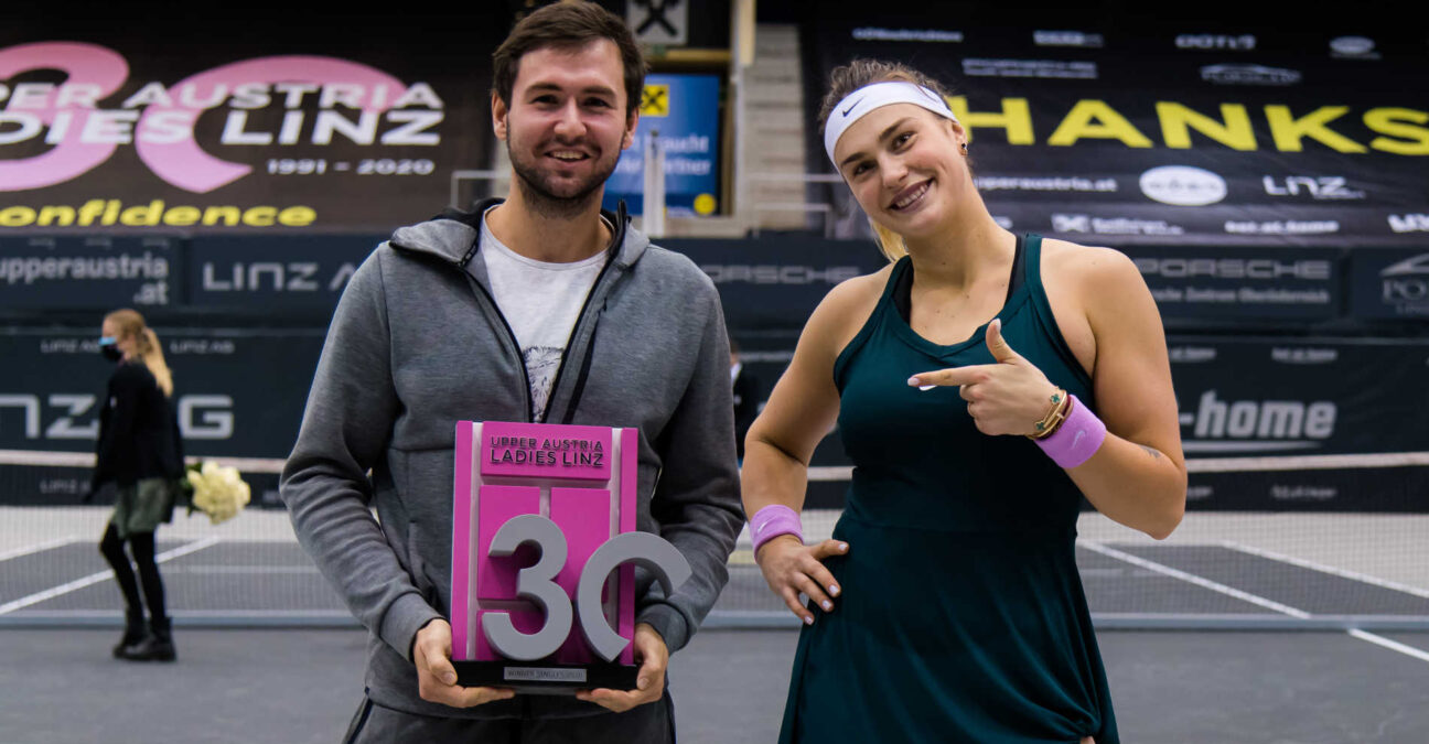 Aryna Sabalenka with coach Anton Dubrov, Linz 2020