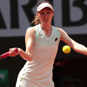 4th June 2024; Roland Garros, Paris, France; 2024 French Open Tennis tournament, Day 10; Cristina Bucsa (ESP) playing with Monica Niculescu (ROU), plays a forehand back to Emma Navarro (USA) and Diane Shnaider (RUS) || 291601_0046 2024 Clay French grand slam open paris Roland-Garros SPORTING sports tennis