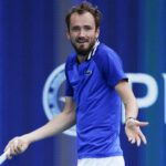 March 29, 2024, Miami, Florida, USA: Daniil Medvedev gestures to his coach while playing Jannik Sinner (Italy) during the semifinals of the MenÃ•s Singles at the Miami Open tennis tournament. Sinner won the match 6-1, 6-2 || 287854_0053 PRESS zcontractphotographer zlast24 zselect Zuma ZUMAPRESS.com zwire