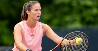 TORONTO, ON - AUGUST 08: Daria Kasatkina of Russia serves during her second round match of the National Bank Open, part of the WTA Tour, at Sobeys Stadium on August 8, 2024 in Toronto, Canada. ( || 294985_0055