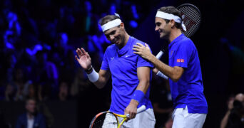 Roger Federer and Rafael Nadal at the Laver Cup 2022