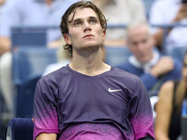 An exhausted Jack Draper during the 2024 US Open semi-final