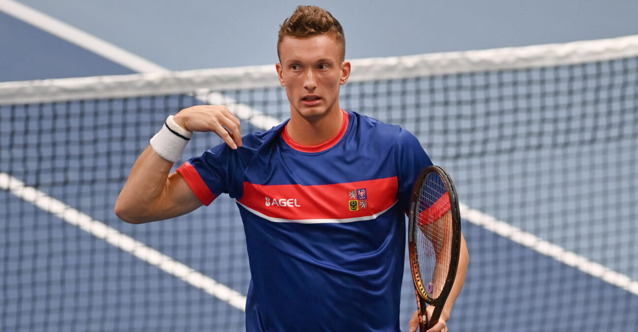 Jiri Lehecka of Czech Republic during the training session prior to men's Davis Cup qualification match Czech Republic vs Israel in Vendryne, Czech Republic, January 31, 2024. ( || 284163_0025 2024 COUPE DAVIS Czech Republic DAVIS CUP ISRAEL Men QUALIFICATION republique tcheque sport tennis