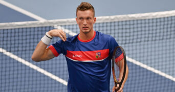 Jiri Lehecka of Czech Republic during the training session prior to men's Davis Cup qualification match Czech Republic vs Israel in Vendryne, Czech Republic, January 31, 2024. ( || 284163_0025 2024 COUPE DAVIS Czech Republic DAVIS CUP ISRAEL Men QUALIFICATION republique tcheque sport tennis