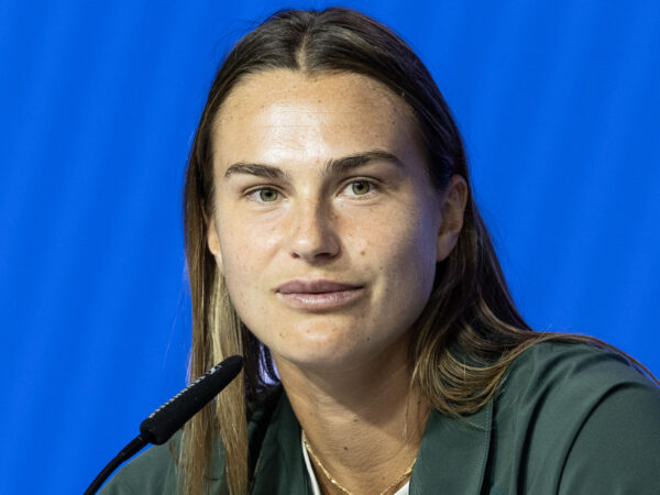 August 25, 2023, New York, New York, United States: Aryna Sabalenka speaks to press during US Open player media day ahead of start of tournament at Billy Jean King Tennis Center in New York || 275008_0005 ball center CHAMPIONSHIPS CONFERENCE court grand jean KING media new open player PRESS radin slam sport sports STADIUM tennis Tournament us York zagency zlast24 zselect Zuma ZUMAPRESS.com zwire