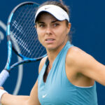 TORONTO, ON - AUGUST 06: Viktoriya Tomova of Bulgaria returns the shot during her first round game of the National Bank Open, part of the WTA Tour, at Sobeys Stadium on August 6, 2024 in Toronto, Canada. || 294835_0054