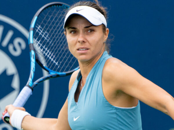 TORONTO, ON - AUGUST 06: Viktoriya Tomova of Bulgaria returns the shot during her first round game of the National Bank Open, part of the WTA Tour, at Sobeys Stadium on August 6, 2024 in Toronto, Canada. || 294835_0054