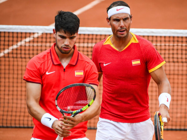 ALCARAZ Carlos and NADAL Rafael of Spain during the Tennis match, Olympic Games Paris 2024 on 30 July 2024 at Roland-Garros Stadium in Paris, France - Photo Matthieu Mirville / DPPI Media / Panoramic JO 2024 : TENNIS - Jeux olympiques Paris 2024 - Paris - Roland-Garros - 30/07/2024 || 294309_0150 2024 games jeux jeux olympiques jo olympic OLYMPICS olympique paris paris2024 sport tennis