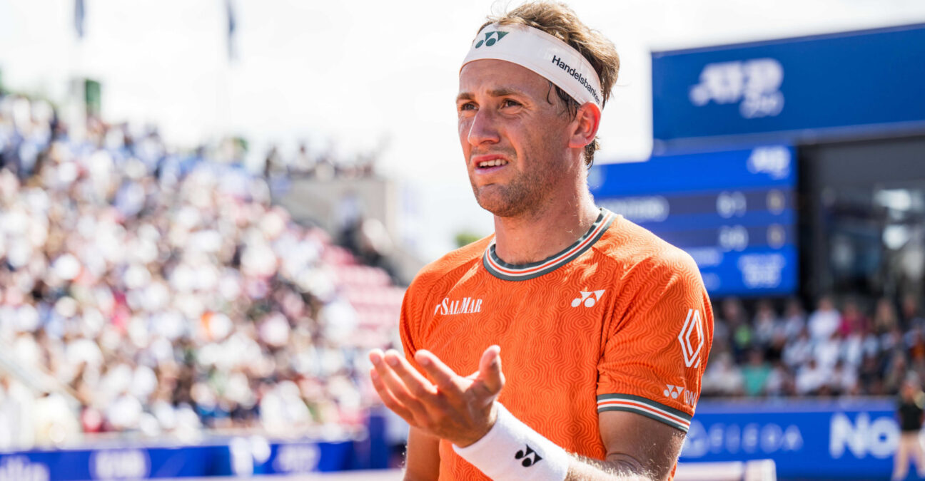 July 17, 2024, Bastad Sweden: 240717 Casper Ruud of Norway looks dejected and during day 3 of the Nordea Open on July 17, 2024 in Bastad. .COP 273 / NO0287.tennis atp 250 nordea open bbeng depp || 293625_0016 PRESS zagency zlast24 zselect zsports Zuma ZUMAPRESS.com zworld